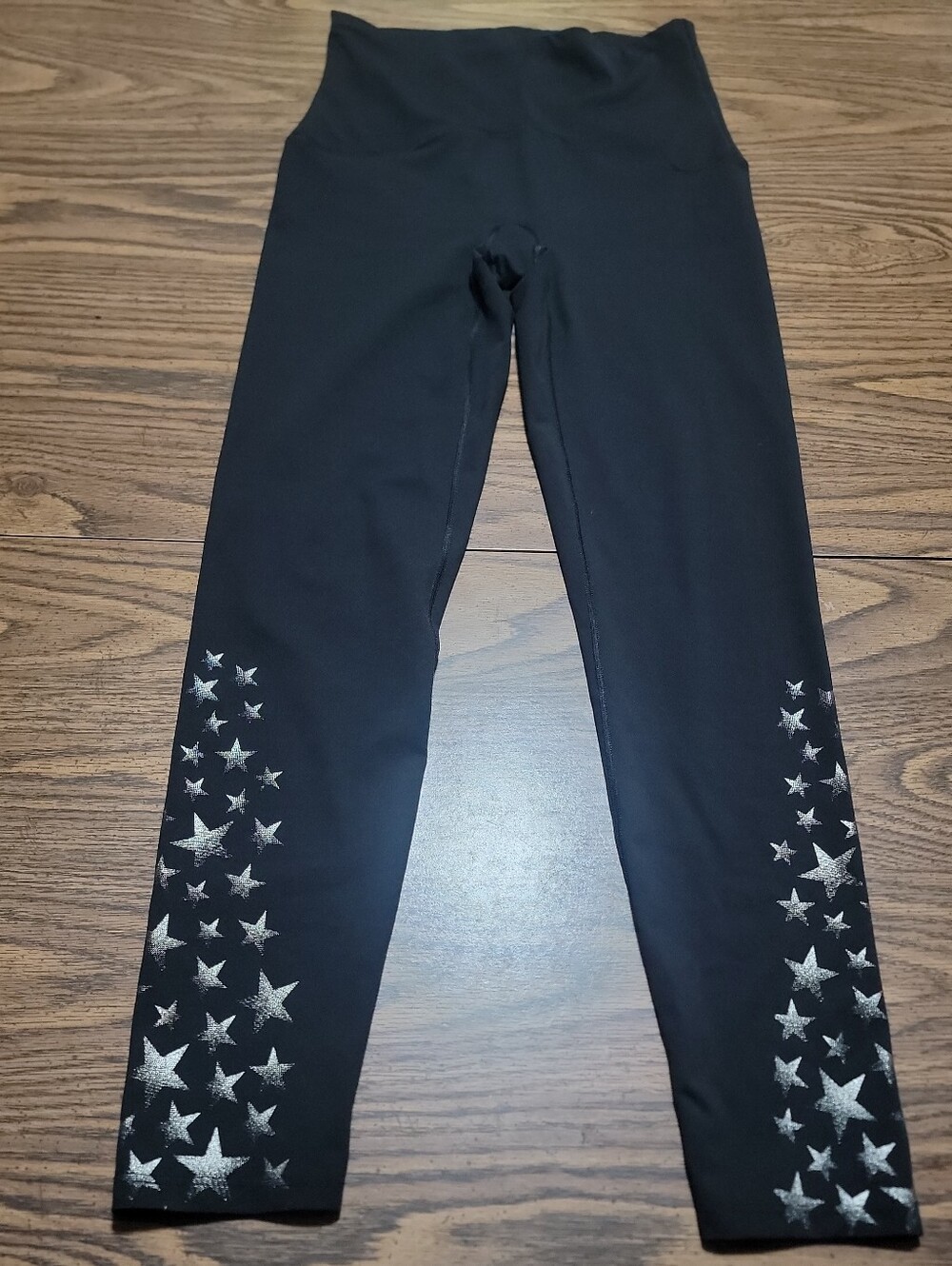 Spanx Womens L Black With Stars Leggings